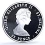 Saint Helena 25 pence Wedding KM-9a Charles Diana Ship proof silver coin 1981
