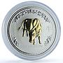 Australia 1 dollar Year Ox 2009 Gilt Lunar Series 1 Bull silver coin 2007