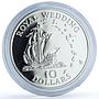 East Caribbean 10 dollars Wedding KM-9a Charles Diana Ship silver coin 1981