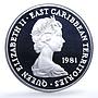 East Caribbean 10 dollars Wedding KM-9a Charles Diana Ship silver coin 1981