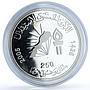 Morocco 250 dirhams Independence 50th Anniversary Map silver coin 2005