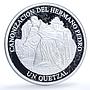 Guatemala 1 quetzal Pedro Betancourt KM-287 Religion proof silver coin 2002