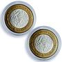 Mexico 100 pesos x 2 Set Colima State KM-729 Federation bimetal coins 2005