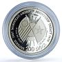 Morocco 200 dirhams American Friendship Treaty Y#81 Flags proof silver coin 1987