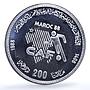 Morocco 200 dirhams African Nations Cup CAF Y#97 Football silver coin 1988
