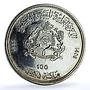Morocco 100 dirhams Green March 10th Anniversary Y#78 BU silver coin 1985