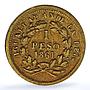 Chile 1 peso Republic KM-133 Standing Liberty gold coin 1861 So