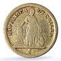 Chile 1 peso Republic KM-133 Standing Liberty gold coin 1861 So