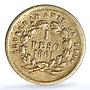 Chile 1 peso Republic KM-133 Standing Liberty gold coin 1861 So
