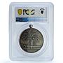 France Egypt Conquest An VII Restrike Lec-11 Crocodile MS 62 PCGS silvered medal