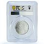 Iraq 100 fils Faisal II Coinage Coat of Arms Genuine 95 PCGS silver coin 1953