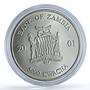 Zambia 5000 kwacha Elephant KM-117 African Wildlife Bullion silver coin 2001