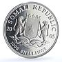 Somalia 1000 shillings Elephant Coloured African Wildlife silver coin 2005