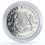 Somalia 1000 shillings Elephant Coloured African Wildlife silver coin 2005