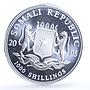 Somalia 1000 shillings Elephant Coloured African Wildlife silver coin 2005