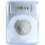 Cayman Islands 50 dollars Queens of England KM-12 MS 69 PCGS silver coin 1976