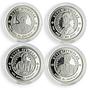 Uzbekistan set 4 coins Great Persons scientists proof silver 1999