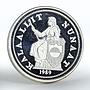 Denmark 1 piaster Greenland Polar Bear proof silver coin 1989