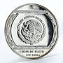 Mexico 5 pesos Stone carving representation of Crocodile proof silver coin 1993