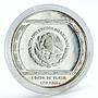 Mexico 5 pesos Stone carving representation of Crocodile proof silver coin 1993