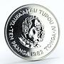 Tonga 10 pa'anga Commonwealth Games runners silver coin 1982