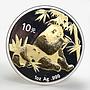 China 10 yuan Panda Series family gilded silver coin 2007