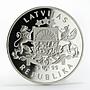 Latvia 1 lats Europian Mink animal proof silver coin 1999