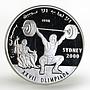 Sahrawi 1000 pesetas Sydney Olympics Weight Lifter silver coin 1998