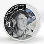 New Zealand 1 dollar Sir Edmund Hillary mountain colored silver coin 2008