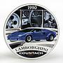 Tuvalu 1 dollar Lamborghini Countach car colored proof silver coin 2008