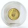 Kazakhstan 50 tenge Cat predator head proof gold coin 2009