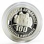 Macedonia 100 denari Nikola Karev revolutionary proof silver coin 2003