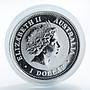 Australia 1 dollar Year of the Horse Lunar Series I 1 oz Silver Gilded coin 2002