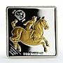 Mongolia 500 togrog Da Vinci Horse Rider gilded silver coin 2005