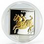 Mongolia 500 togrog Da Vinci Horse Rider gilded silver coin 2005