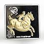 Mongolia 500 togrog Da Vinci Horse Rider gilded silver coin 2005