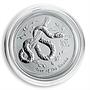 Australia 50 cents Year of the Snake Lunar Series II 1/2 oz Silver UNC 2013