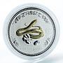 Australia 1 dollar Lunar Calendar I Year of the Snake gilded silver coin 2001