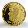 Congo 1500 francs Dresden Frauenkirche proof gold coin 2004