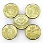 Liberty Island set of 5 coins 10 pesos Russian Football FIFA Soccer Sport 2017