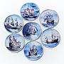 Somalia set of 7 coins Ships Sailboats colorized souvenir set 2016