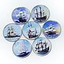Somalia set of 7 coins Ships Sailboats colorized souvenir set 2014