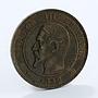 France 10 (Dix) centimes Napoleon III AUNC bronze coin 1852 A