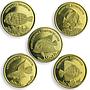 Maluku set of 5 coins Fishes Marine Life coin 2017