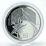 Kyrgyzstan 10 Som International Year of the Mountains Edelweiss silver coin 2002