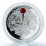 Niue 1 dollar Magic Calendar of Happiness July  Red Crystal silver coin 2013