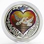 Niue 1 dollar Sea of Love Pigeons Heart colored zircon silver coin 2010