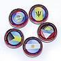 Bougainville Island 1 dollar Flags of South American Nations set of 5 coins 2017