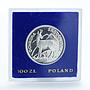 Poland 100 PLN Protection of environment Chamois silver coin 1979