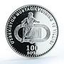 Uzbekistan 100 som Independence Olympic Museum Football Player silver coin 2001